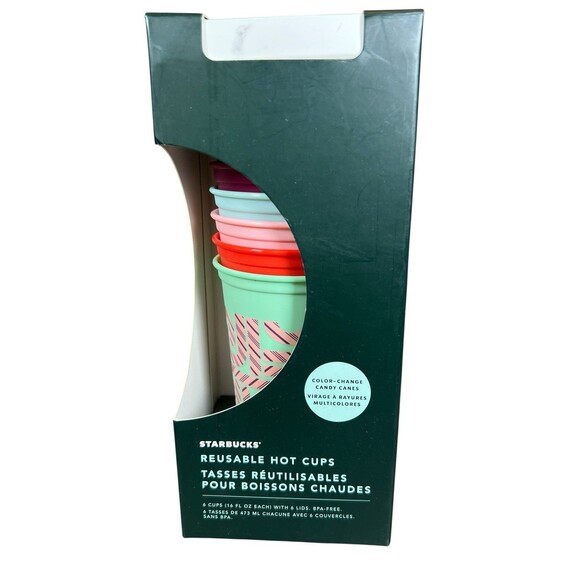 NEW Starbucks Color‎ Changing Hot Cups 5-Pack 2020 Candy Cane Christmas - Picture 2 of 7